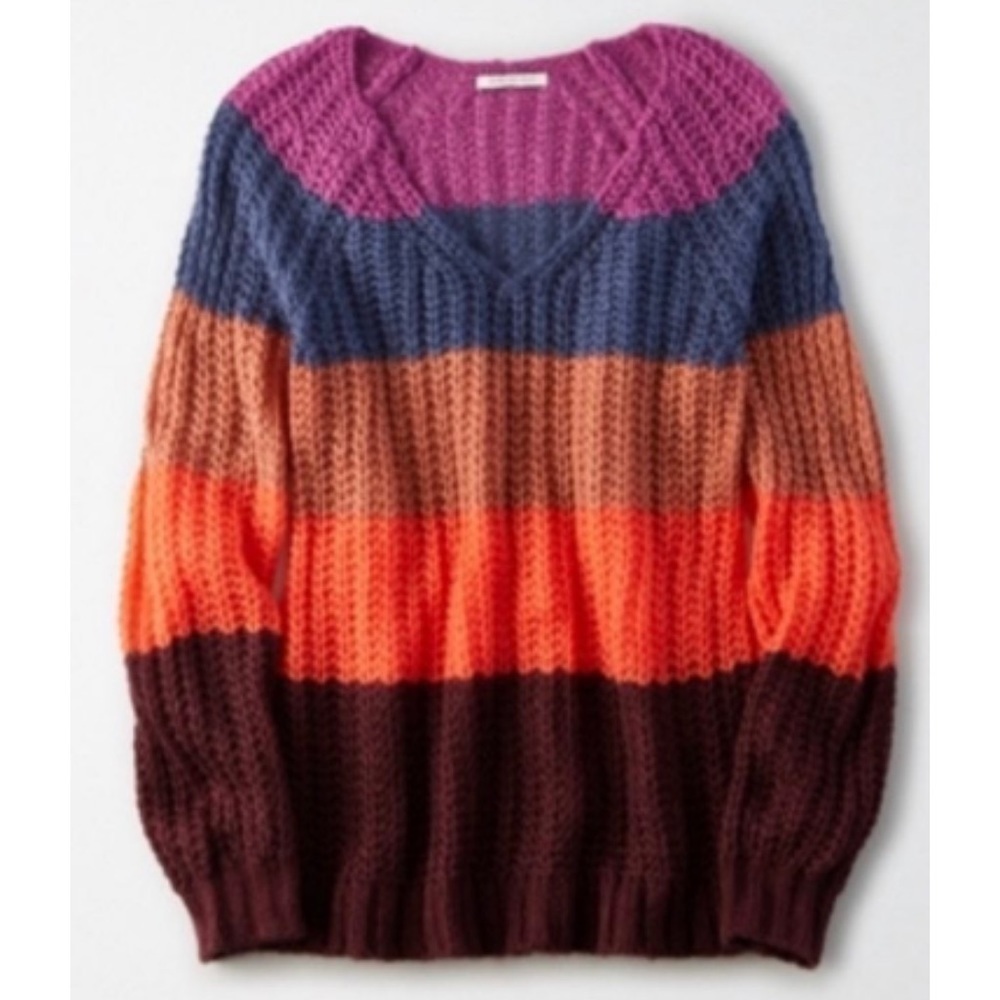 American Eagle Knit Color Block Striped Sweater - S